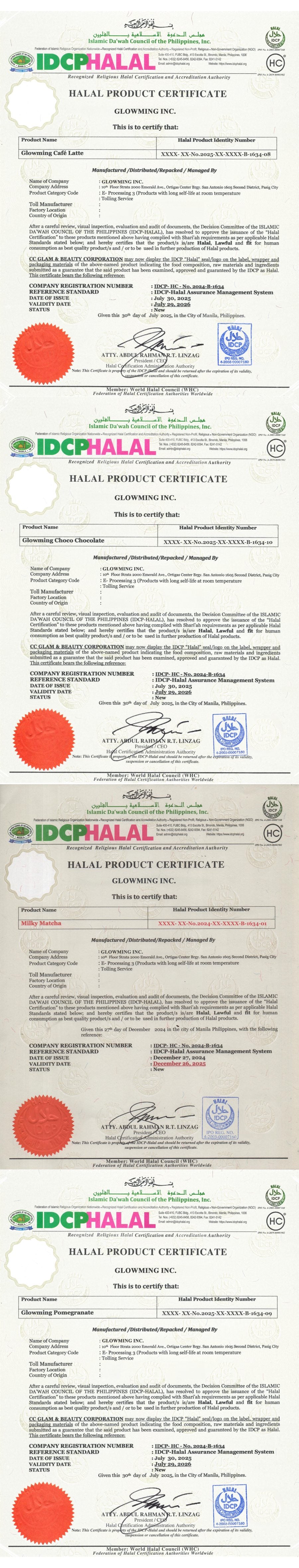 Halaal Certificate Document